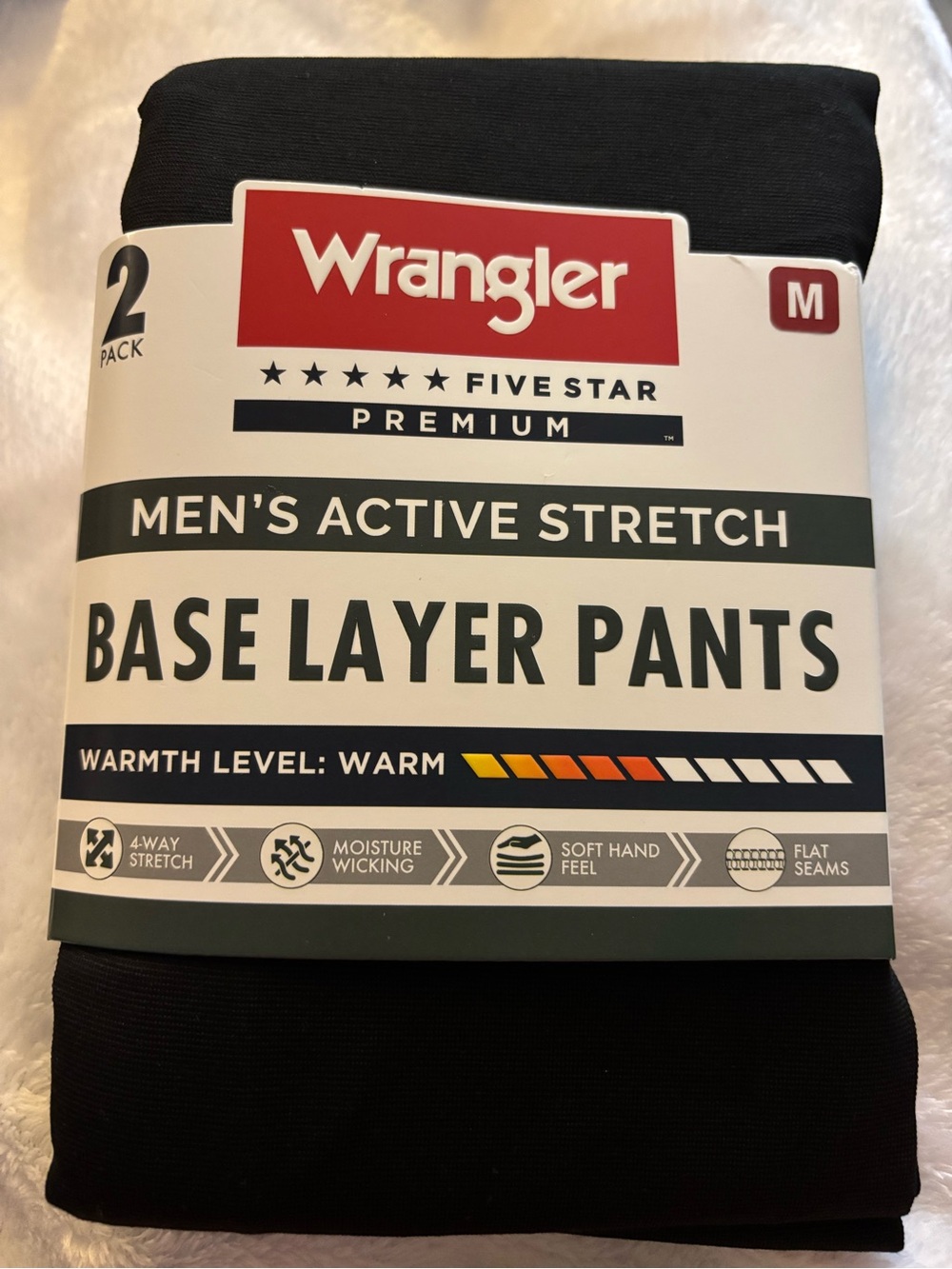 Wrangler Black Men's Active Stretch Base Layer Pants - 2 Pack
Size M